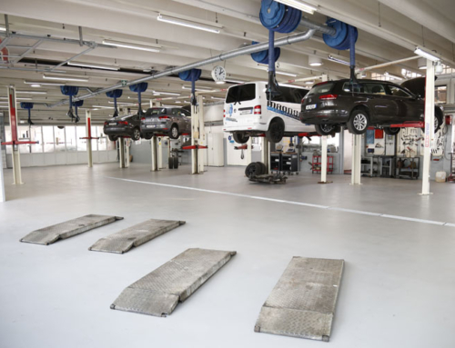 Losetas Modulfix en talleres de coches de Barcelona