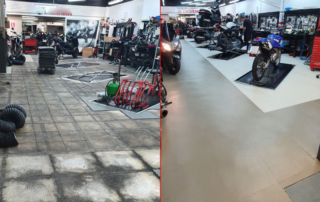 Taller de motos con losetas de pvc suelo modulfix