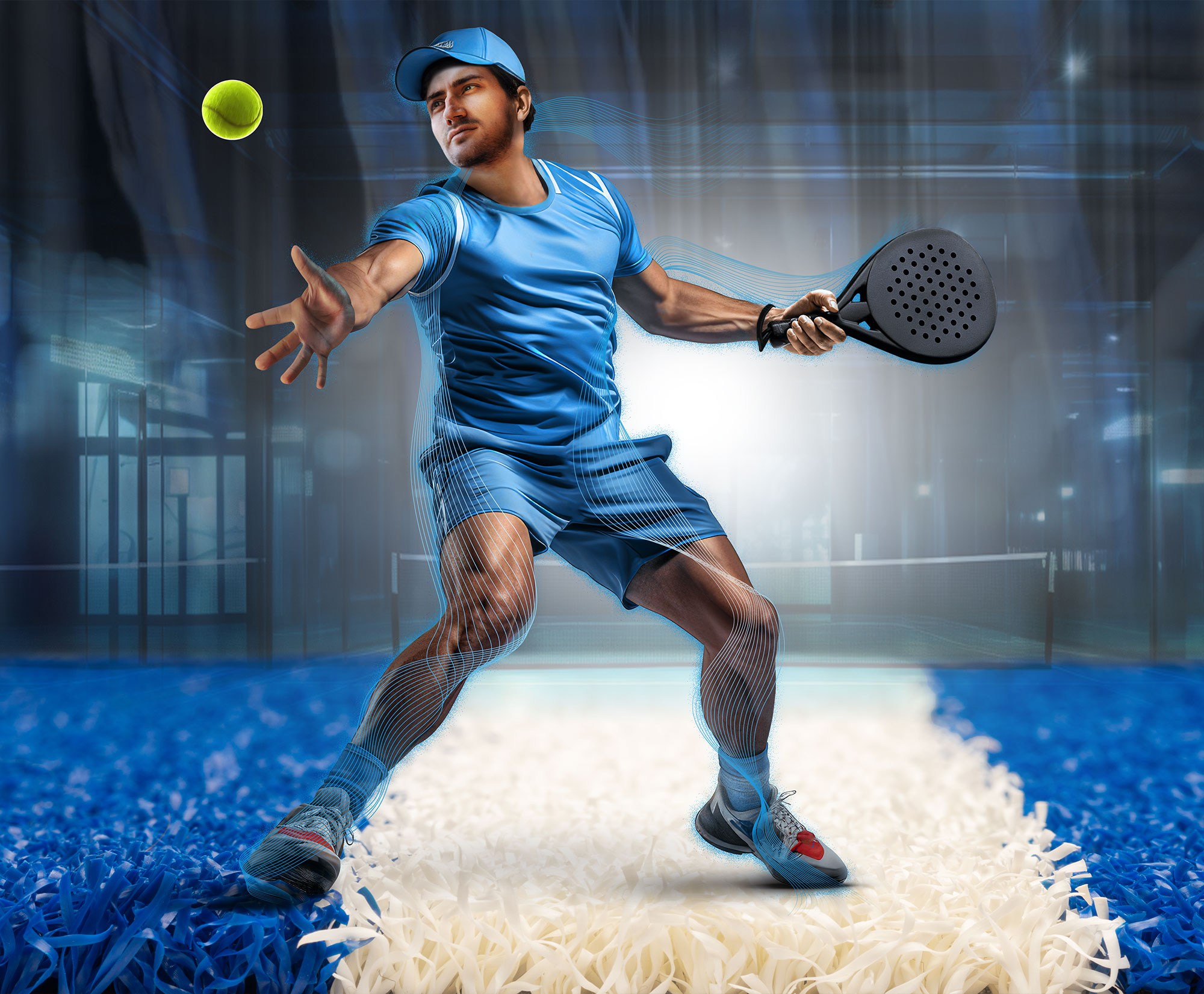 Césped Artificial Azul con Líneas para Pistas de Pádel Césped Artificial Azul con Líneas para Pistas de Pádel