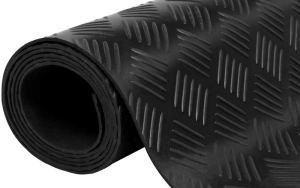 Suelo de goma negro rollos tipo rejilla Supracheck