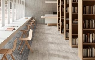 Suelo heterogéneo acústico para biblioteca Bosco Sound