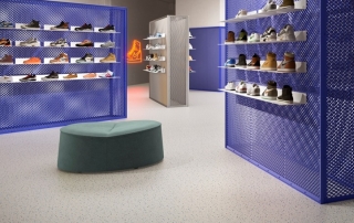 Suelo de vinilo en rollo tipo terrazo para tiendas Bosco Compact